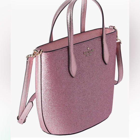 NWT Kate Spade Pink Glitter Glimmer small zip satchel Crossbody Bag - Picture 6 of 10
